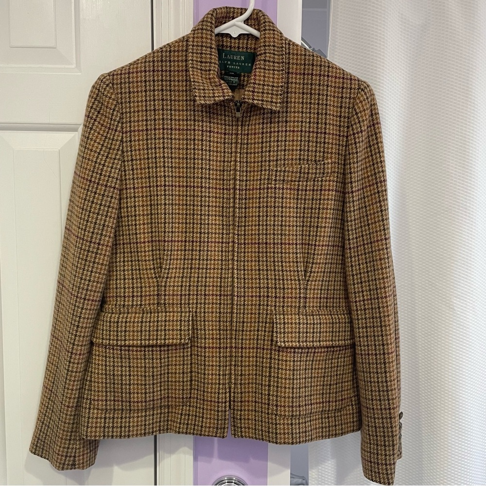 Vintage Ralph Lauren 100% Wool Houndstooth Blazer Jacket